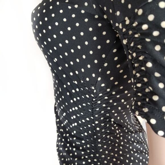 TOPSHOP | Polka-dot Asymmetrical Dress with Stretch and Shirring 50s Retro - Picture 3 of 6
